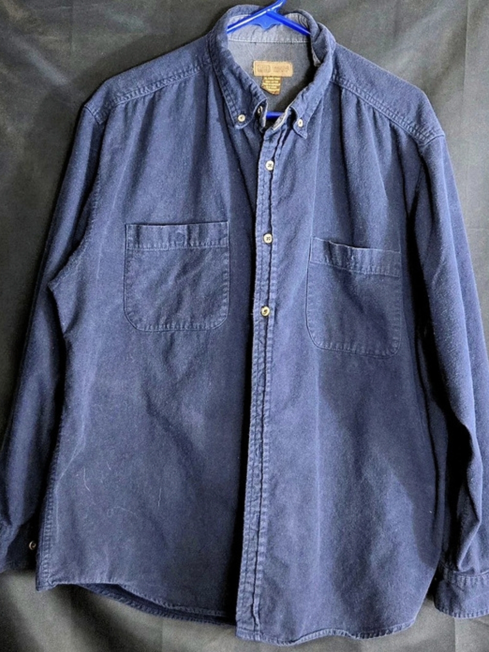Faded Glory Men's Cotton Button Down Shirt XL Dark Blue Almost Black #736